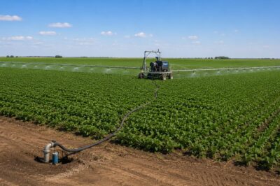 T-L Linear Move Irrigation for Soybeans: Hydrostatic Drive, Full Rectangular Coverage, and PMDI Integration